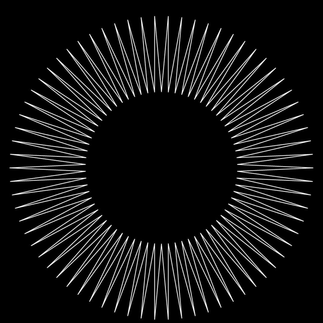 estrela circular de várias pontas em preto e branco