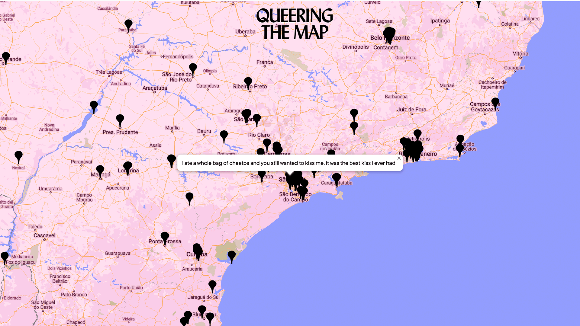 print de tela do mapa do queering the map com a frase 