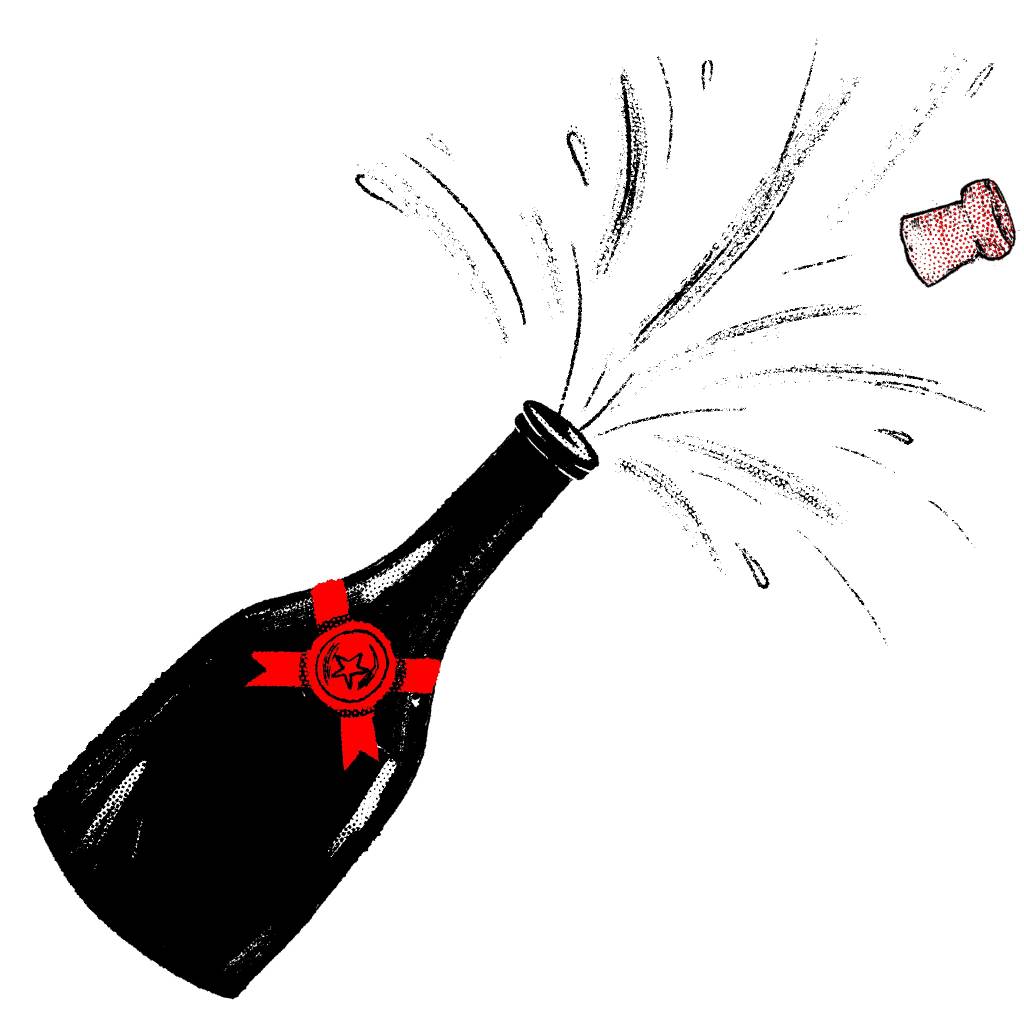 ilustração de champanhe estourando