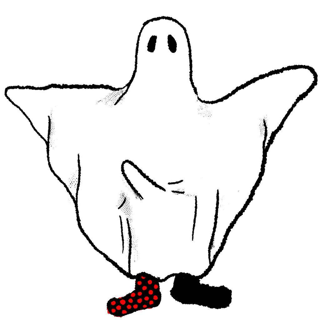 ilustração de fantasma de lençol com o pênis ereto