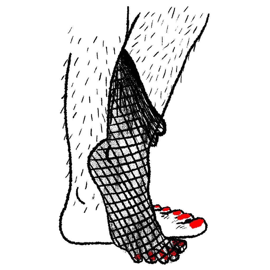 ilustração de pés com meia arrastão