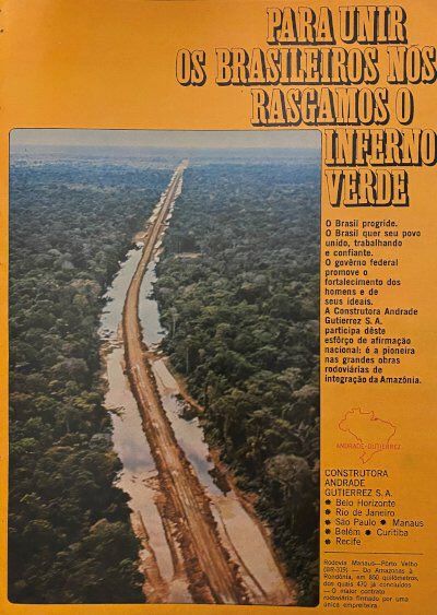 Anúncio Revista Manchete sobre a construção da rodovia transamazônica