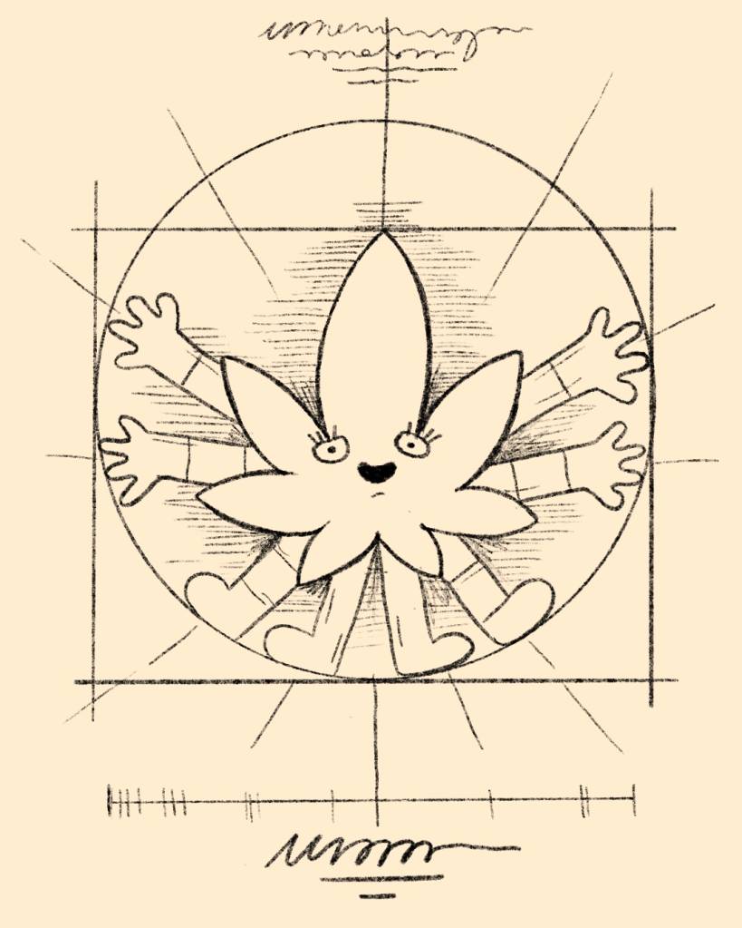 ilustração de macoinha como homem virtuviano