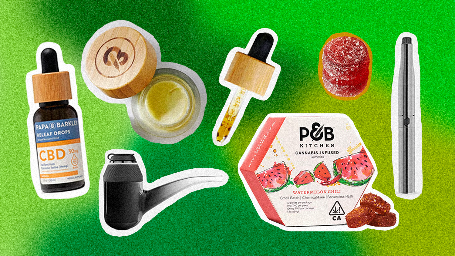 colagem de produtos à base de cannabis